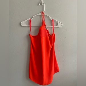 Calvin Klein Womens Blouse Top Small Orange Sleeveless